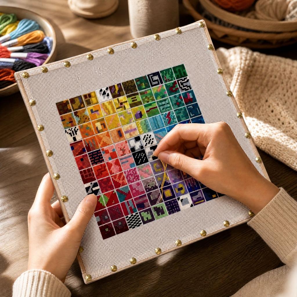 Cross Kit - DIY Needlework Embroidery Set with Colorful Pattern