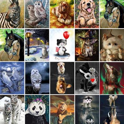 Pittura diamante 5D fai-da-te Animale del fumetto Cerchio completo Mosaico di diamanti Decorazione della casa Ricamo con diamanti