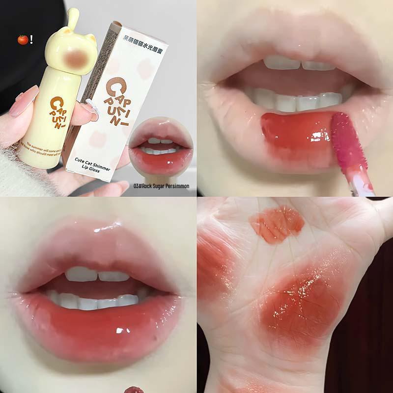 CAPPUVINI Cute Cat Gloss: Moisturizing, Brightening Mirror Lip Tint for a Natural Look