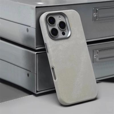Luxury MagSafe Fiber Leather Case For iPhone 16 15 14 13 12 17 Pro Max Plus Magnetic Wireless Charge Alloy Lens Shockproof Cover