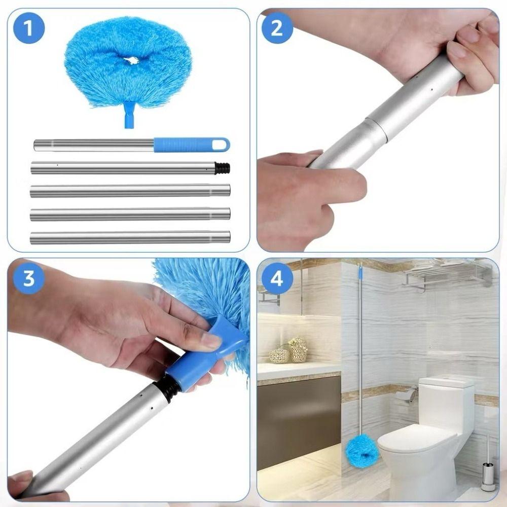 Long Handled Extendable Feather Duster Rings Shape Reusable Ceiling Fan Duster Aluminum Alloy Splicing Microfiber Cleaner Brush