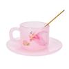 Women's Glass Coffee Cup Personal Tea Cup Glass Water Cup Portable Mug Gift Box Set with Spoon and Saucer