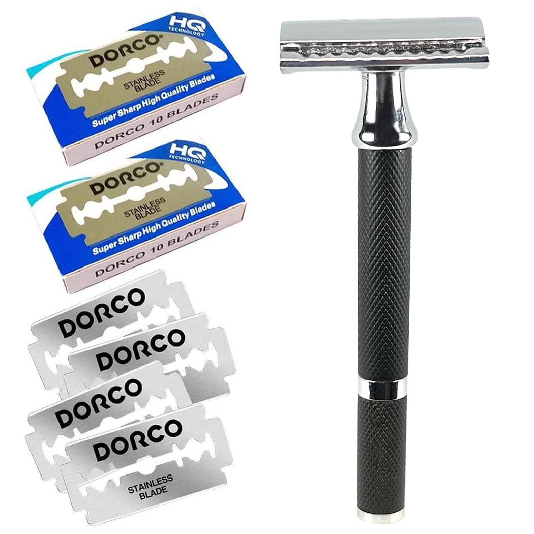 

Kazakiri W Martello Black Silver Razor for a Deep Includes 20 Replacement Facial Razor for Men & Double-Edged Shave, Blades, Razor,