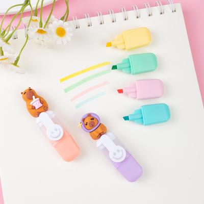 Capybara Cartoon Frucht-Thema 6-Farben Textmarker-Stift-Set für Weihnachten