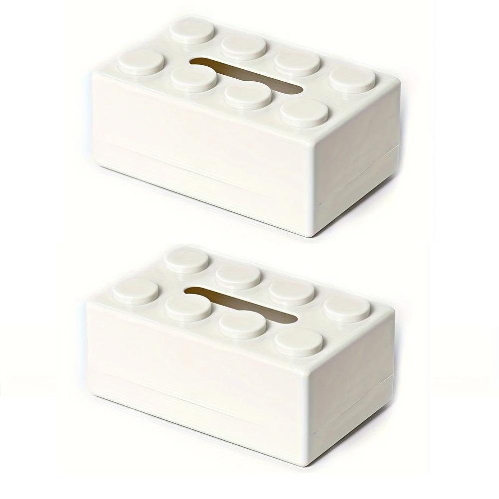 Building Block Design Tissue Box Tissue Holder With Spring Tissue Storage Box for Bathroom Living Room Bedroom Vanity Countertop