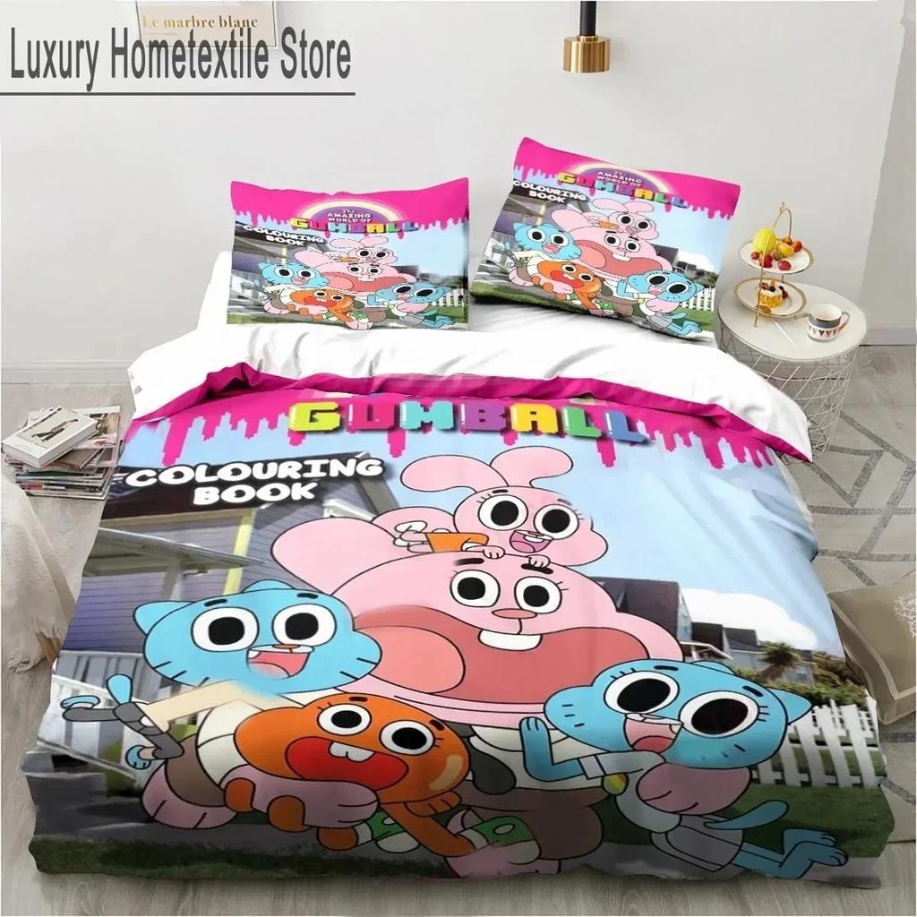 Cartoon The Amazing World Bedding Set Gumball Boys Girls Twin Queen King Size Duvet Cover Pillowcase Bed boys Adult