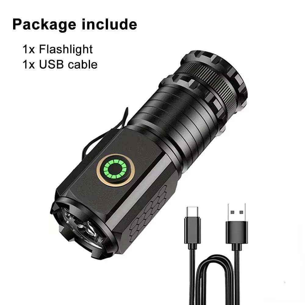 

Мощный фонарик с 3 светодиодами, перезаряжаемый через USB, портативный фонарик с магнитом, 5 режимов освещения, многофункциональная яркая лампа с зажимом S-No battery
