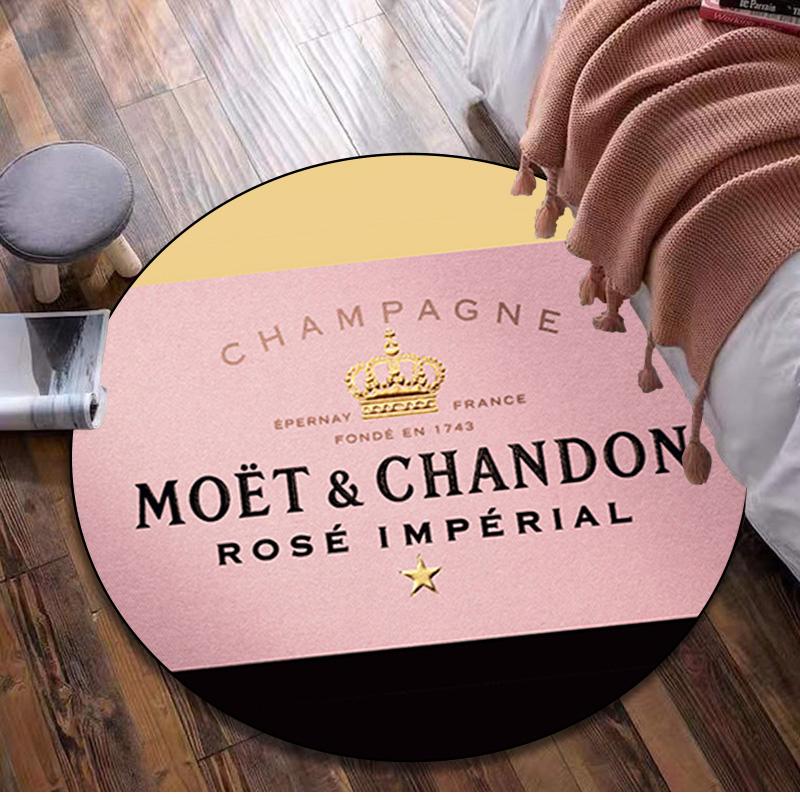 Okazały Dywan Okrągły Moët & Chandon - Dekoracyjny Dywan Biurowy Do Salonu Sypialni Wycieraczka Podłogowa Dywanik Pod Krzesło Komputerowe