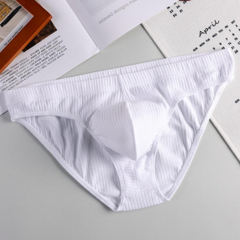 Chiloți bărbați din bumbac pur respirabil cu nervuri, model triunghiular cu design U-Bulge