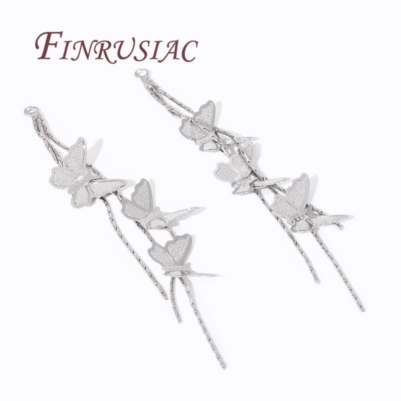 18K Gold Plated Chain Tassel Pendants Butterfly Tassel Charm Long Metal Tassels For Women's Earrings Making Jewelry Findings