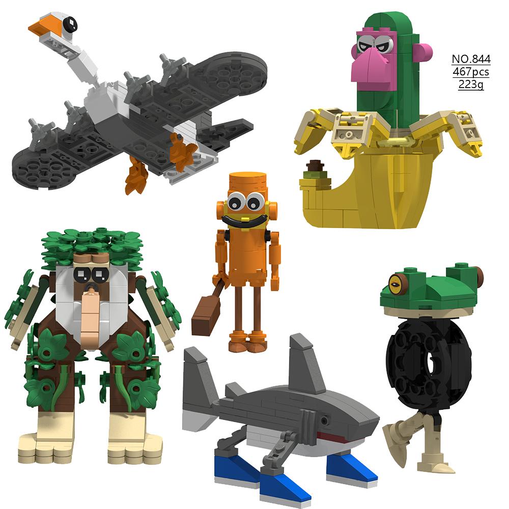 Italian Brainrot Animal MOC Building Block Tung Tung Tung Sahur Wheel Frog Elephant Tree Monster Monkey Toy Desk Decoration Q064