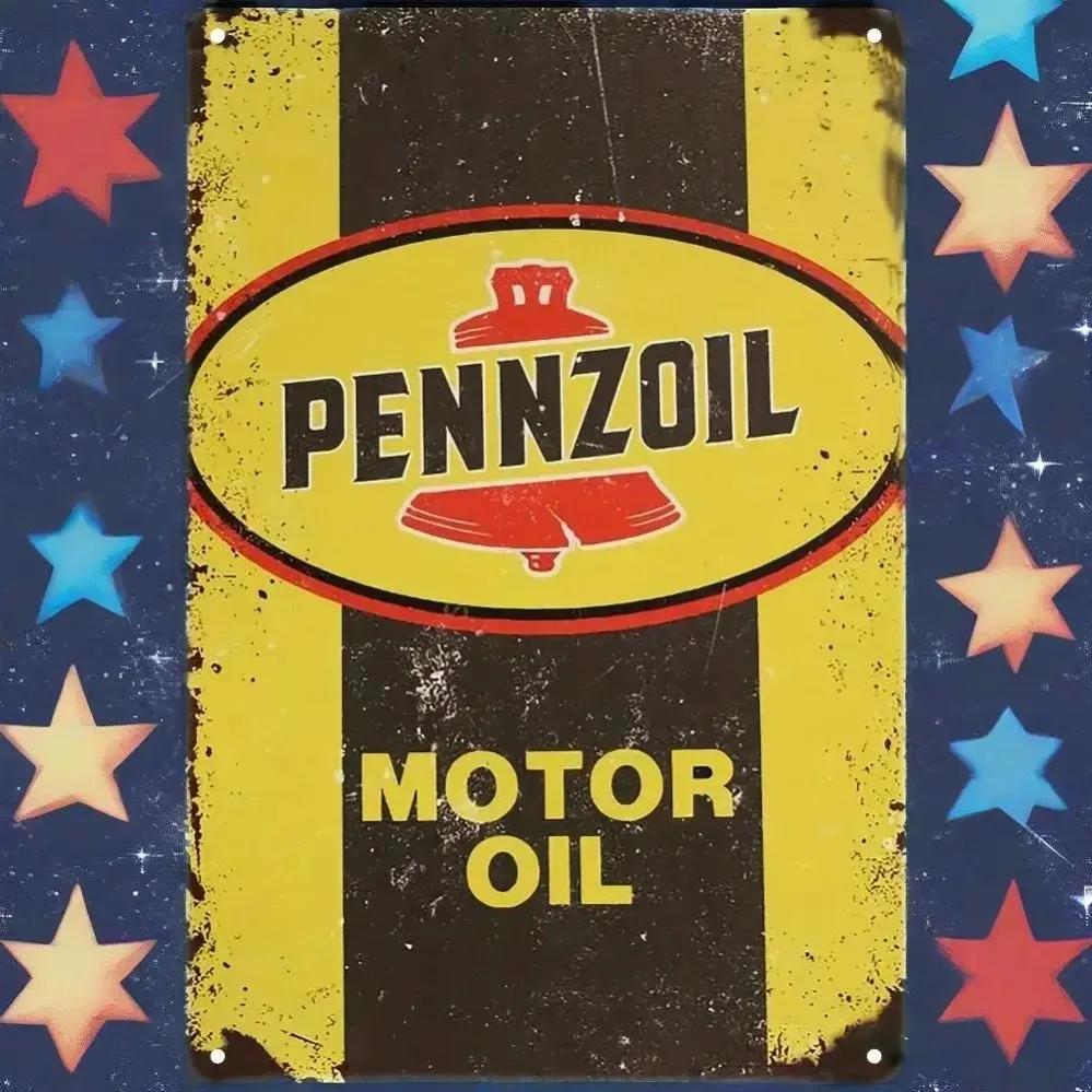 GarageGlam Pennzoil Vintage Tin Sign Metal Wall Art Perfect for Man Cave Aesthetics Room Decor