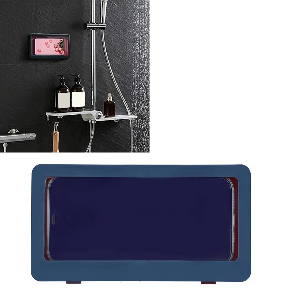 Shower Phone Holder Waterproof Wall Mount Phone Storage Shelf Case for Bathroom ToiletDark Blue