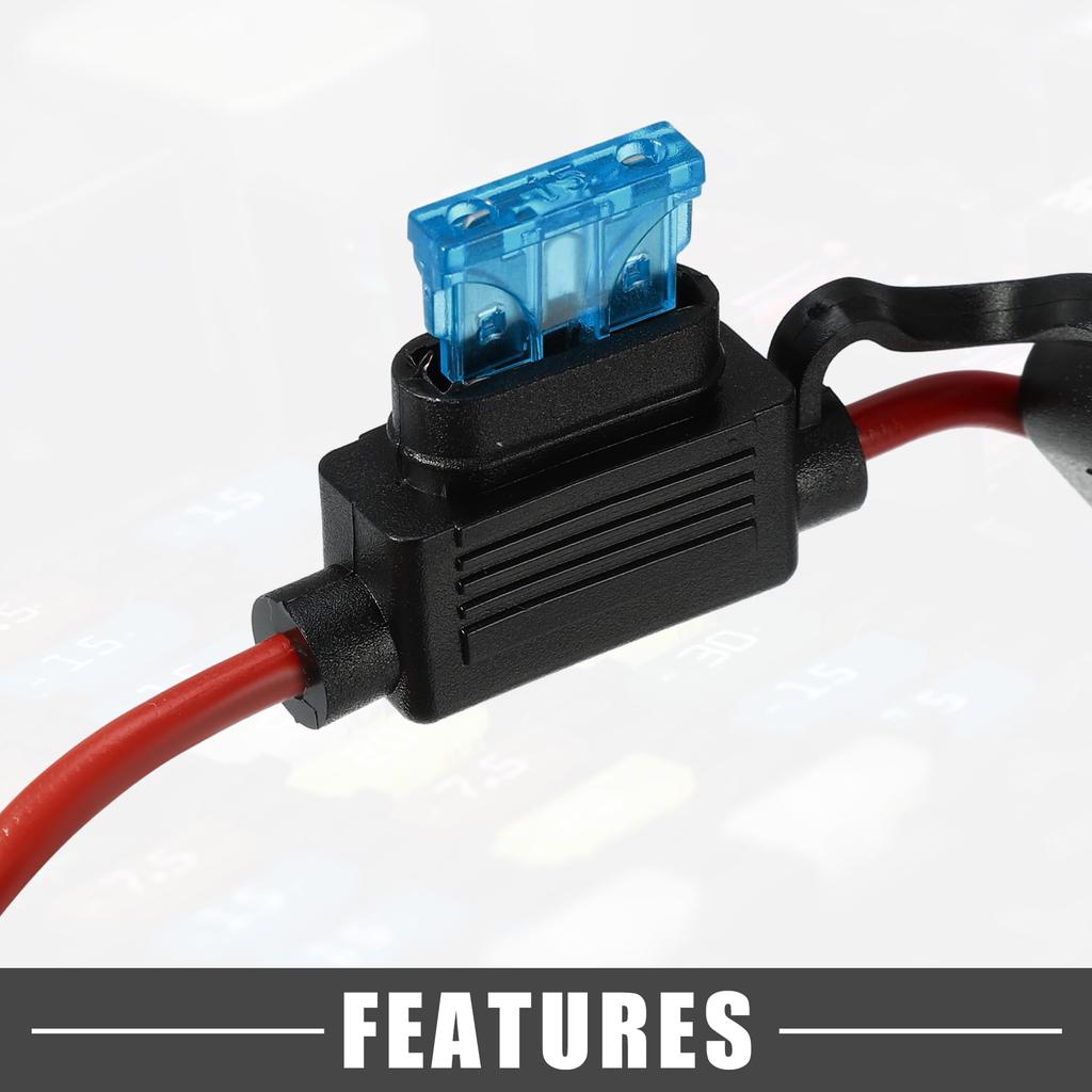 A ABSOPRO Fuse Holder 15A Standard Style Fuse 12AWG Fuse Holder Waterproof 12