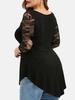Plus Size Women's Rose Lace Casual Commute Top