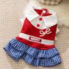 Luxury Plaid Dog Dress College Style Dog Clothes Autumn Warm Puppy Shirt Skirt Cute Bow Cat Princess Dress Chihuahua Pet Apparel