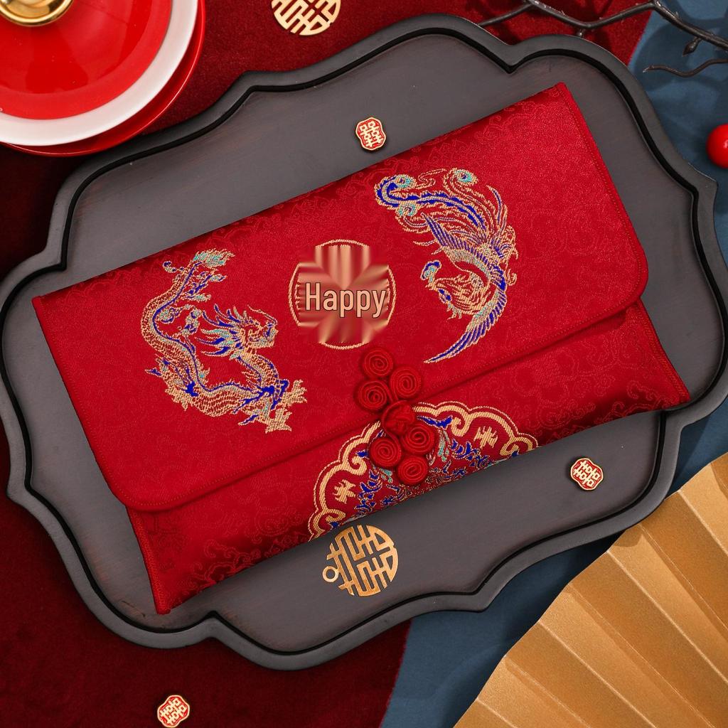 Premium Embroidered Red Envelope for Weddings and Engagement Tea Ceremonies