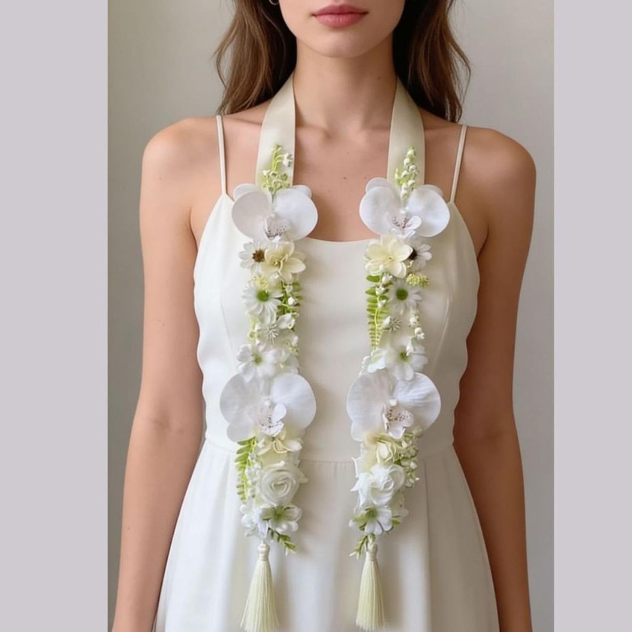 

Realistic Graduation Tie Flowers Artificial Flower Multi-purpose Bridal Shawl Exquisite Decorative Etiquette Ribbon белый