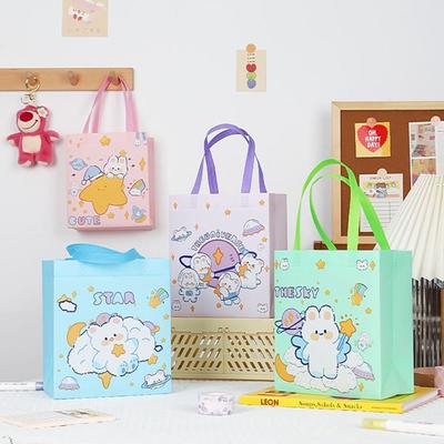 Candy Gift Bags Cartoon Non-woven Handbag Non-Woven Foldable Shopping Bag Rabbit Pattern Portable Birthday Gift Bag