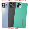Vetro CE Per Xiaomi Mi 11 Lite 4G 5G Copertura Batteria Coperchio Posteriore Rigido Pannello Alloggiamento Posteriore + Lente Fotocamera + Adesivo