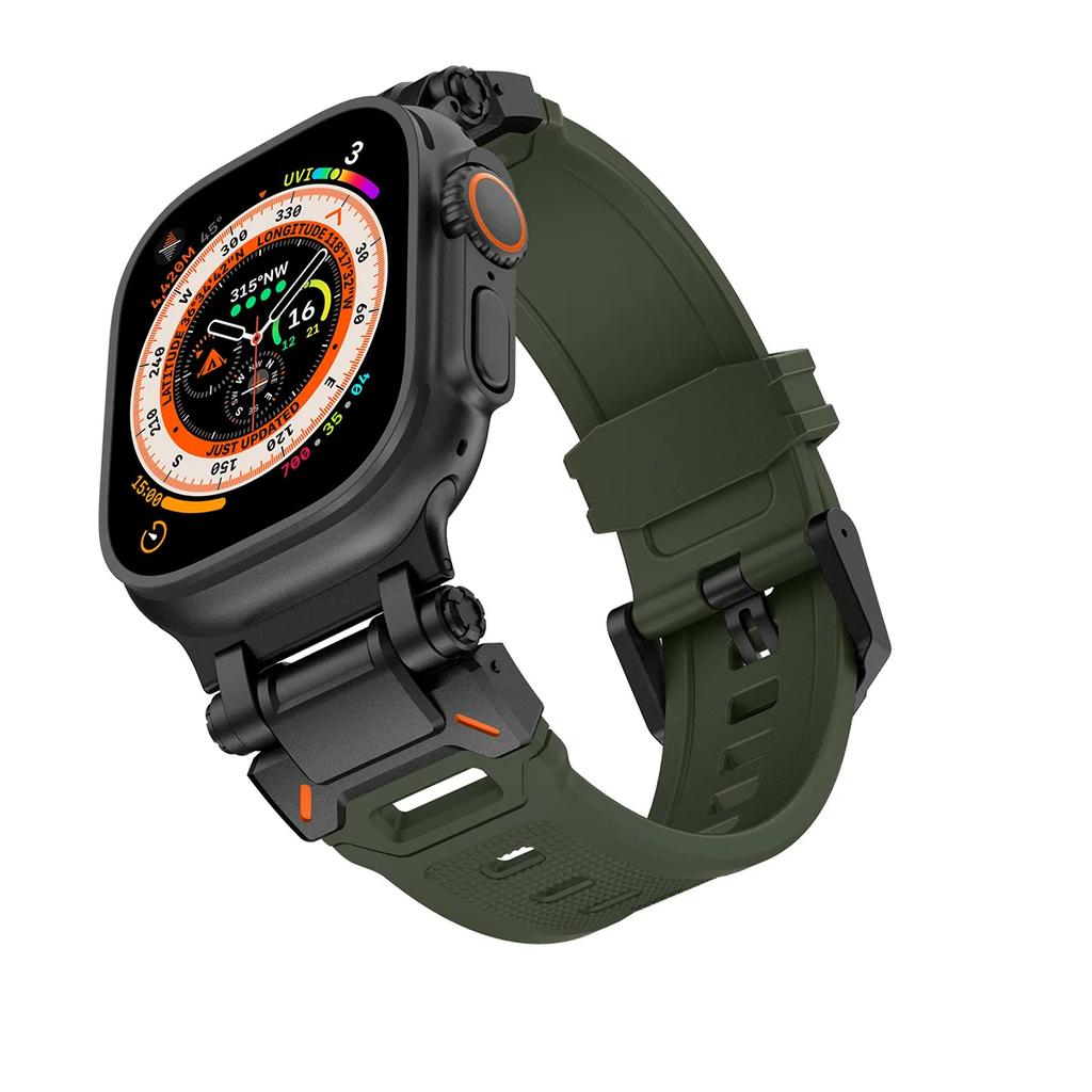 Soft Strap for Apple Watch Ultra 2 Band 49mm 45mm 44mm 42mm Metal Stainless Steel Connector TPU Bracelet Iwatch 9 8 7 6 SE 5 4