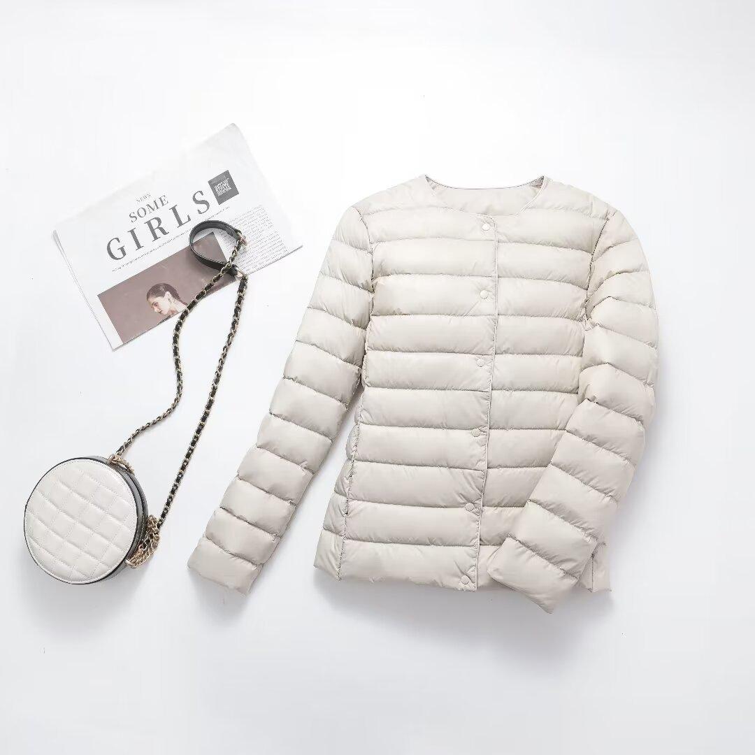

Women s Lightweight Collarless Down Jacket: Long Sleeve, Slim Fit, Plus Size, Short Windbreaker for Autumn/Winter 3XL