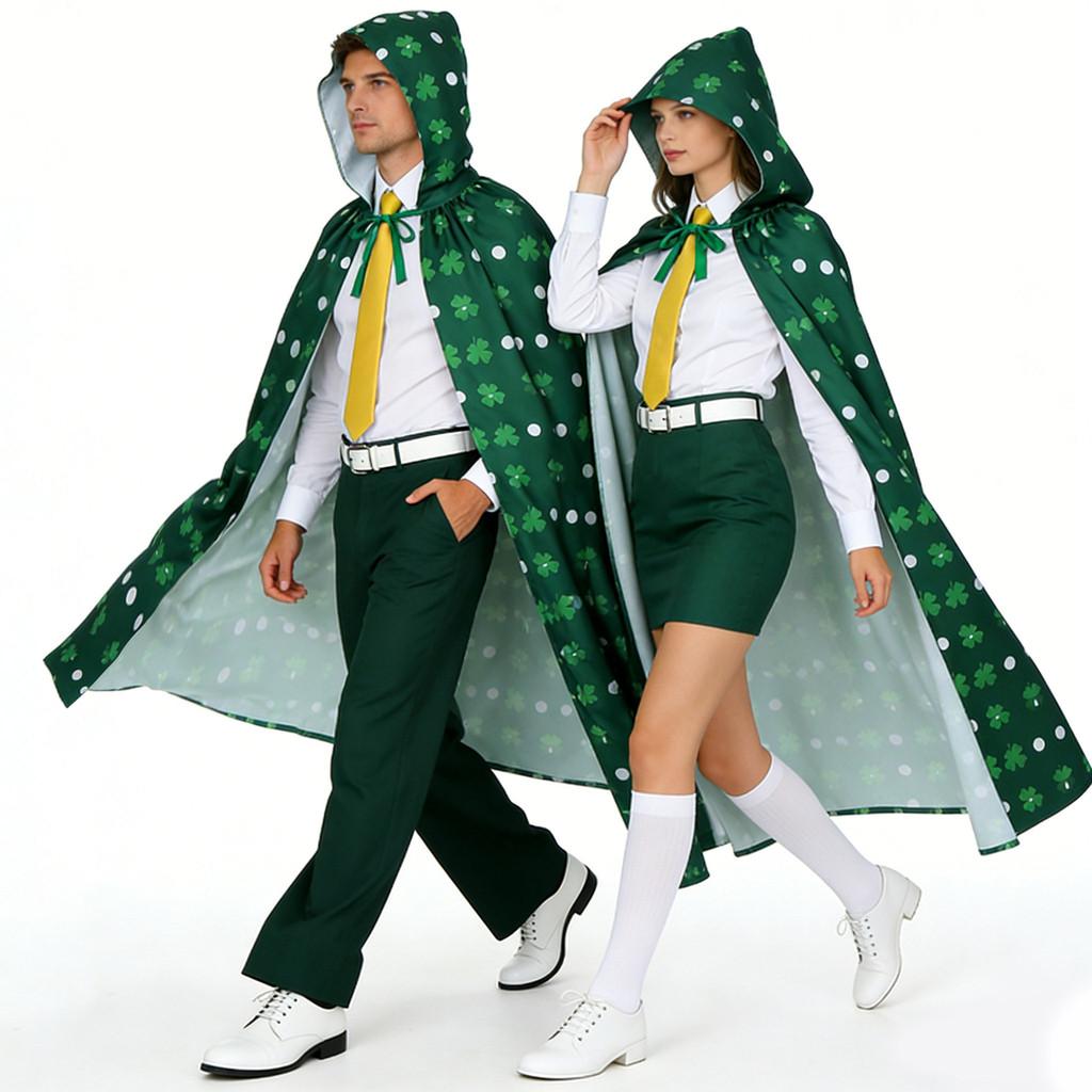 Irish Saint Patrick Festival Costume Cloak With Polyester Material For Adult Party Celebrations