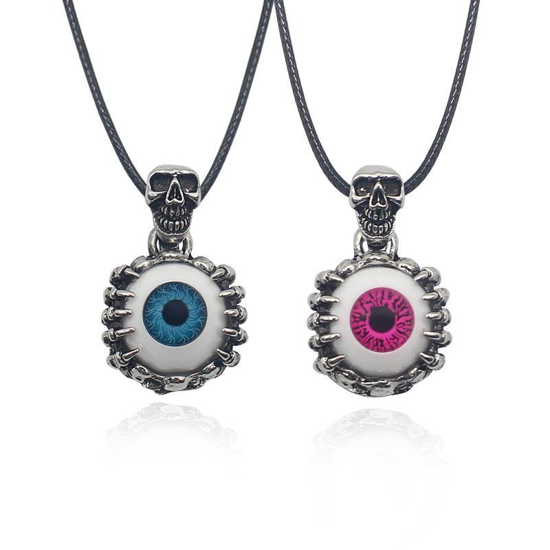 Gothic Eye Skull Necklace, Punk Eye Pendant Titanium Steel, Unique Personality Pendant