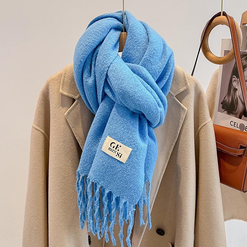 Haze blue imitation cashmere scarf women's new winter atmosphere scarf couple student men's shawl