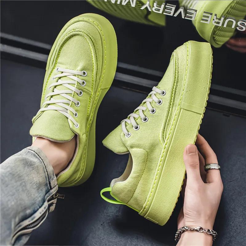 2024 New Breathable Canvas Shoes, Breathable and Versatile Green Casual Board Shoes, Men's Fashionable Sports Shoes Size 39-44