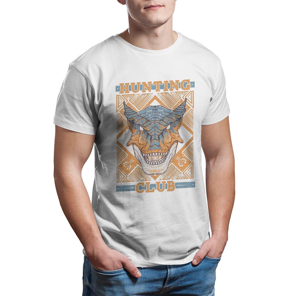 Monster Hunter World  Hunting Club Tigrex Unisex T-Shirt for Men 100% Cotton Novelty T-Shirt  RPG Game Tees  Tops Printed