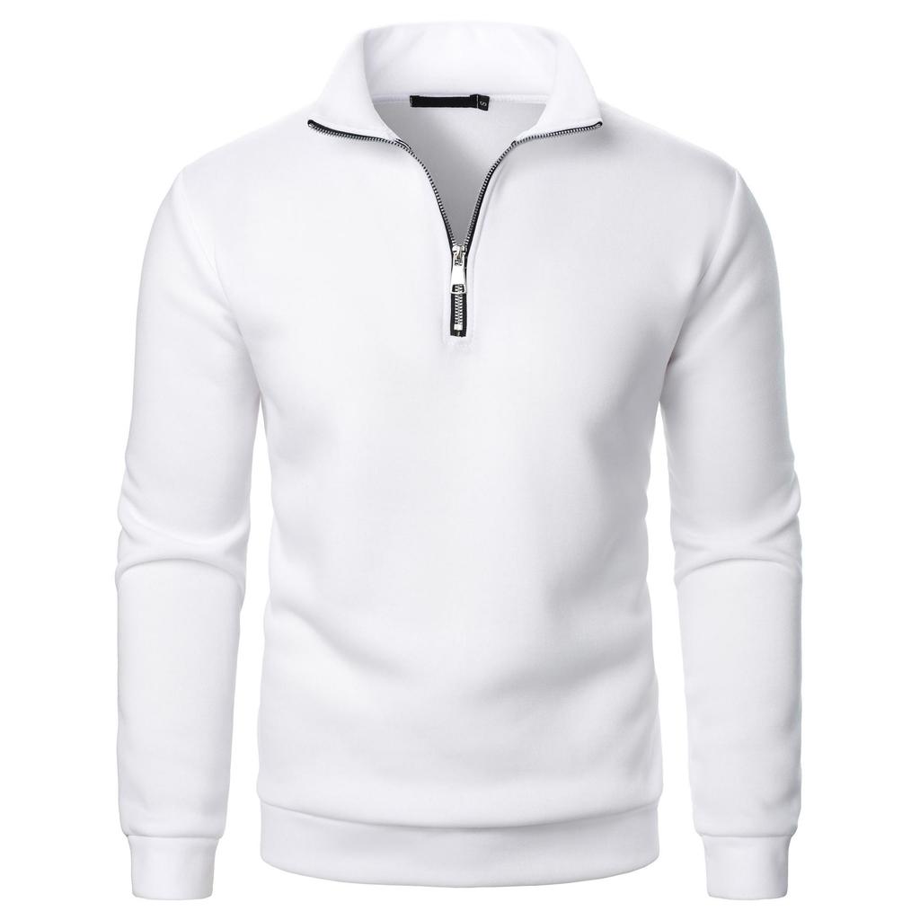 Men's Solid Color Stand Collar Casual Pullover Sweatshirt