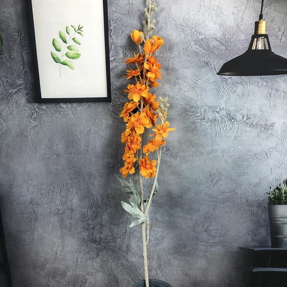 Large Size Artificial Flocked Delphinium Silk Fake Flowers Arrangement Wedding Decor