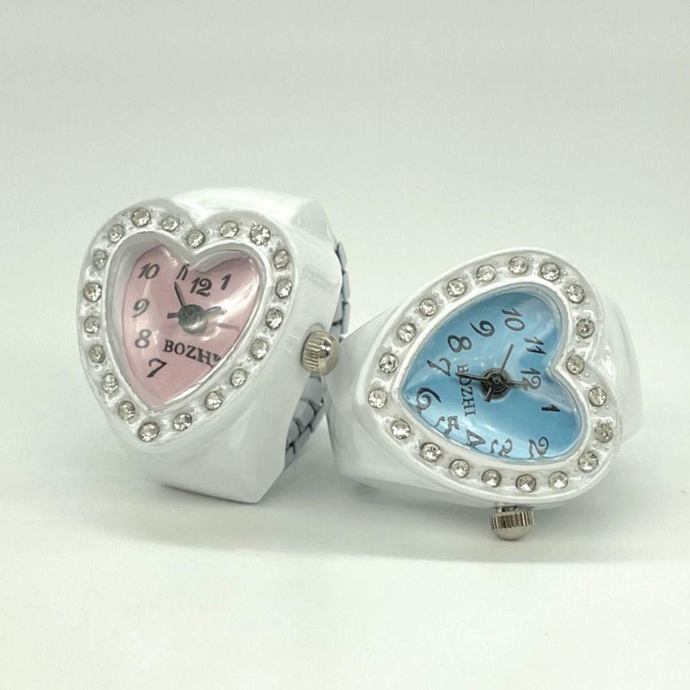 Gift Jewelry Clock Elastic Stretchy Rings Round Quartz Finger Rings Ring Watch Digital Watch