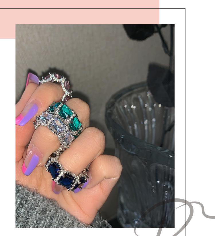Trendy Fashionable European & American Influencer Gemstone Ring for Women: Colorful, High-End, Niche Design for Index Finger