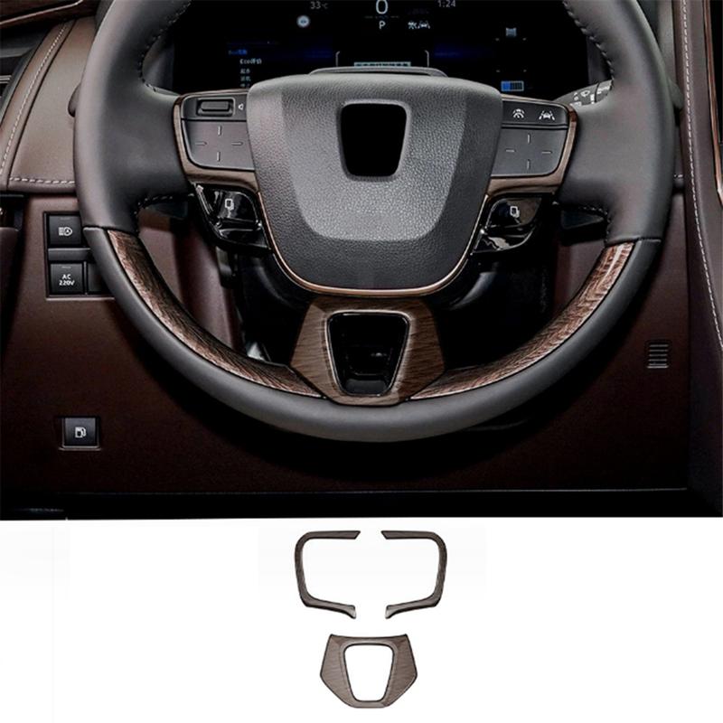 A87Q-Car Wood Grain Steering Wheel Trim Frame Cover Sticker Car Inner Accessories for Toyota Alphard 40 Series + LHD