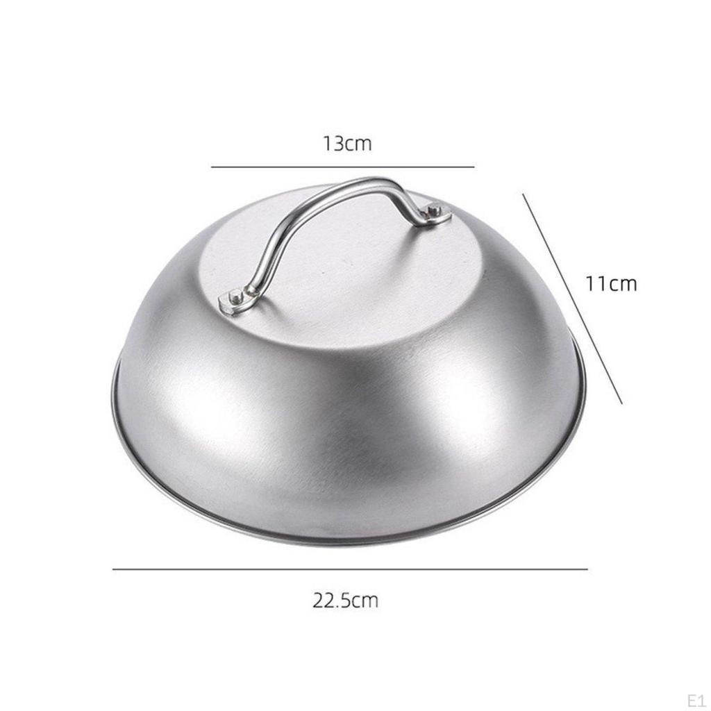 9 Inch Stainless Steel Dome DustResistant Round Basting Cover AntiScald Handle Burger