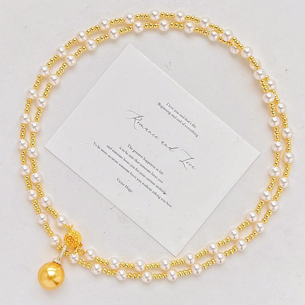 Wind High Quality Mixed Color Shijia Pearl Maillard Style Necklace Collarbone Chain Necklace Sweater Chain Women's Pendant