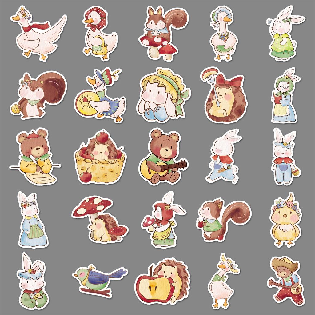 50 Pictures of Forest Animal Graffiti Stickers Cartoon Cute Guka Decorative Mobile Phone Case Water Cup Stickers