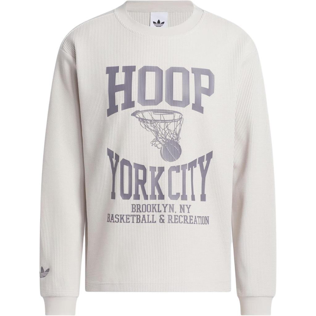 Adidas Originals Hoop York City Waffle Top Loose Fit Long Sleeve T-Shirt Unisex Tops KE6111