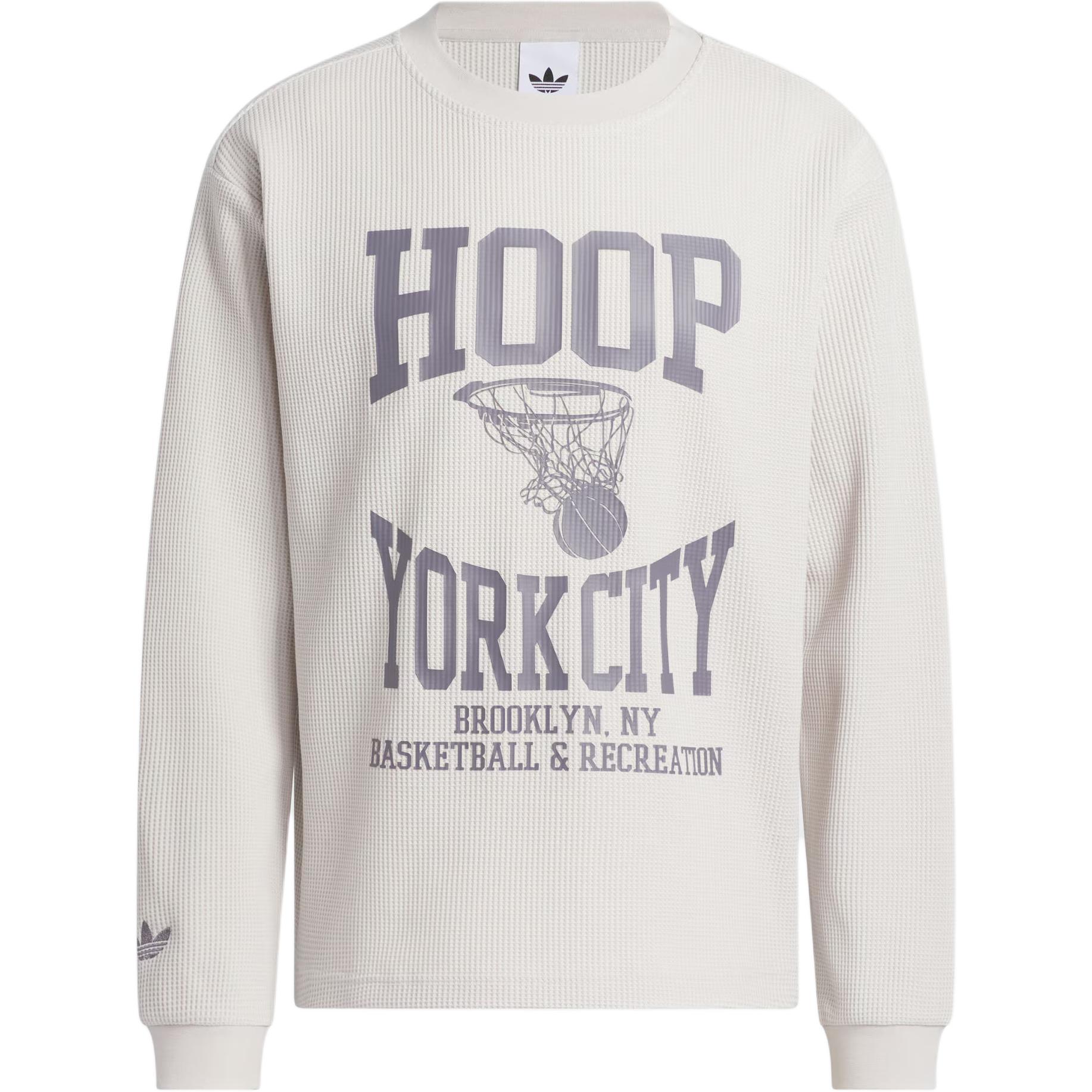 

Adidas Originals Hoop York City Waffle Top Loose Fit Long Sleeve T-Shirt Unisex Tops KE6111 XL