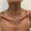 Multilayer Love Heart Pendant Irregular Metal Chain Choker Jewelry Women Necklace  Female