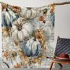 Rustic Farmhouse Pumpkin Floral Print Flannel Throw Blanket Soft Warm Bed Sofa Cover,Cozy Autumn Harvest Theme Decorative Rug for Home Decor