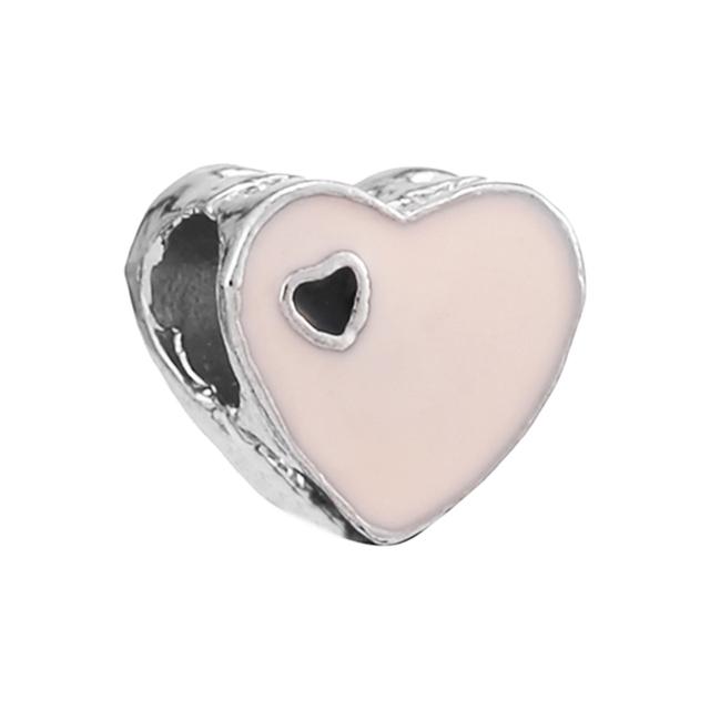 4pcs Sale Romantic Style Enamel Love Heart Charms Beads Fit Original Bracelets Necklaces For Women Girlfriend Jewelry Making
