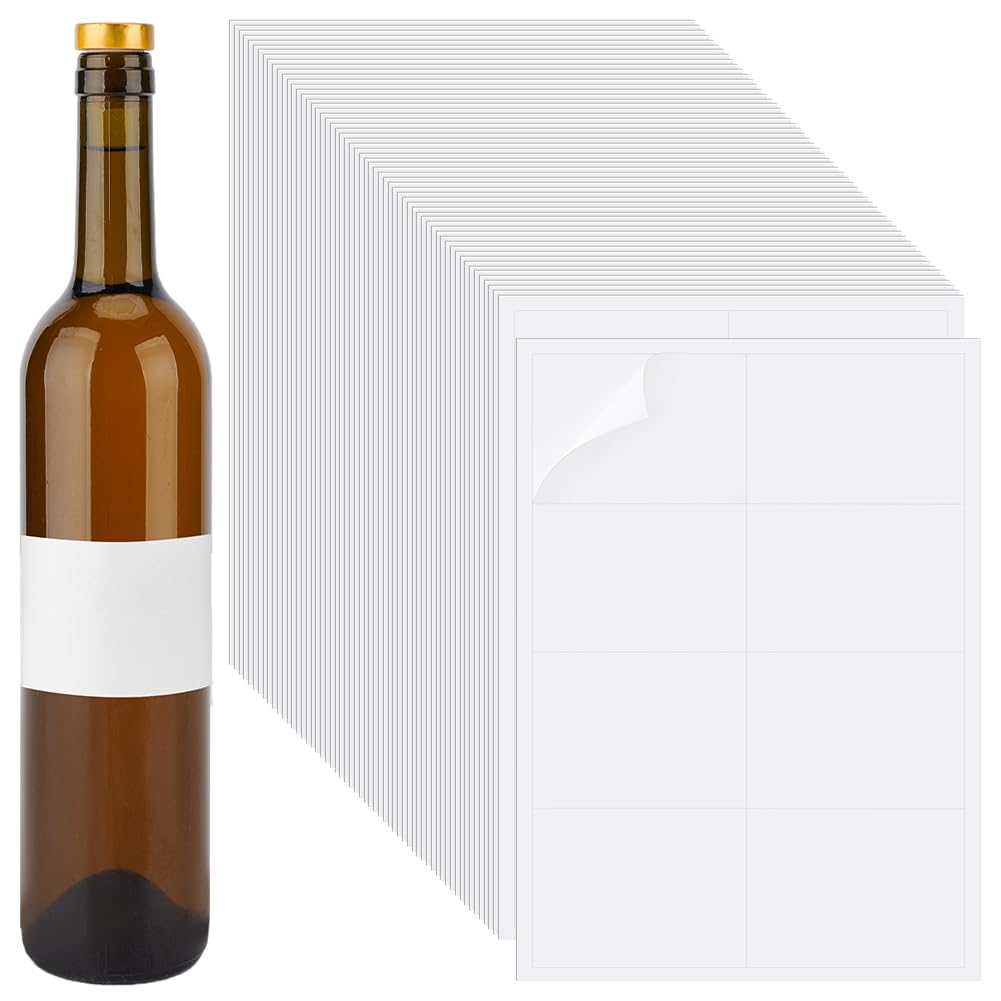 40Pcs Blank Paper Self-adhesive Label Stickers for Laser Printing Rectangle White 297x210x0.2mm