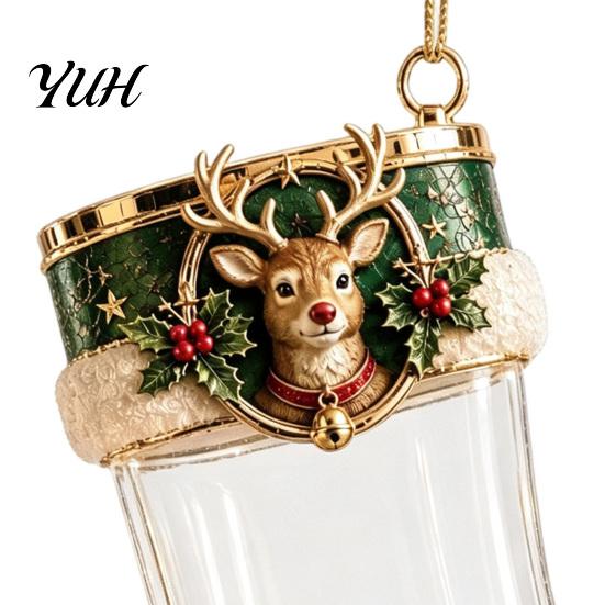Transparent Candy Coin Filled Socks Fillable Christmas Stocking Acrylic Ornament, Tree Indoor Holiday Scene Hanging Props Decor, Santa Snowman