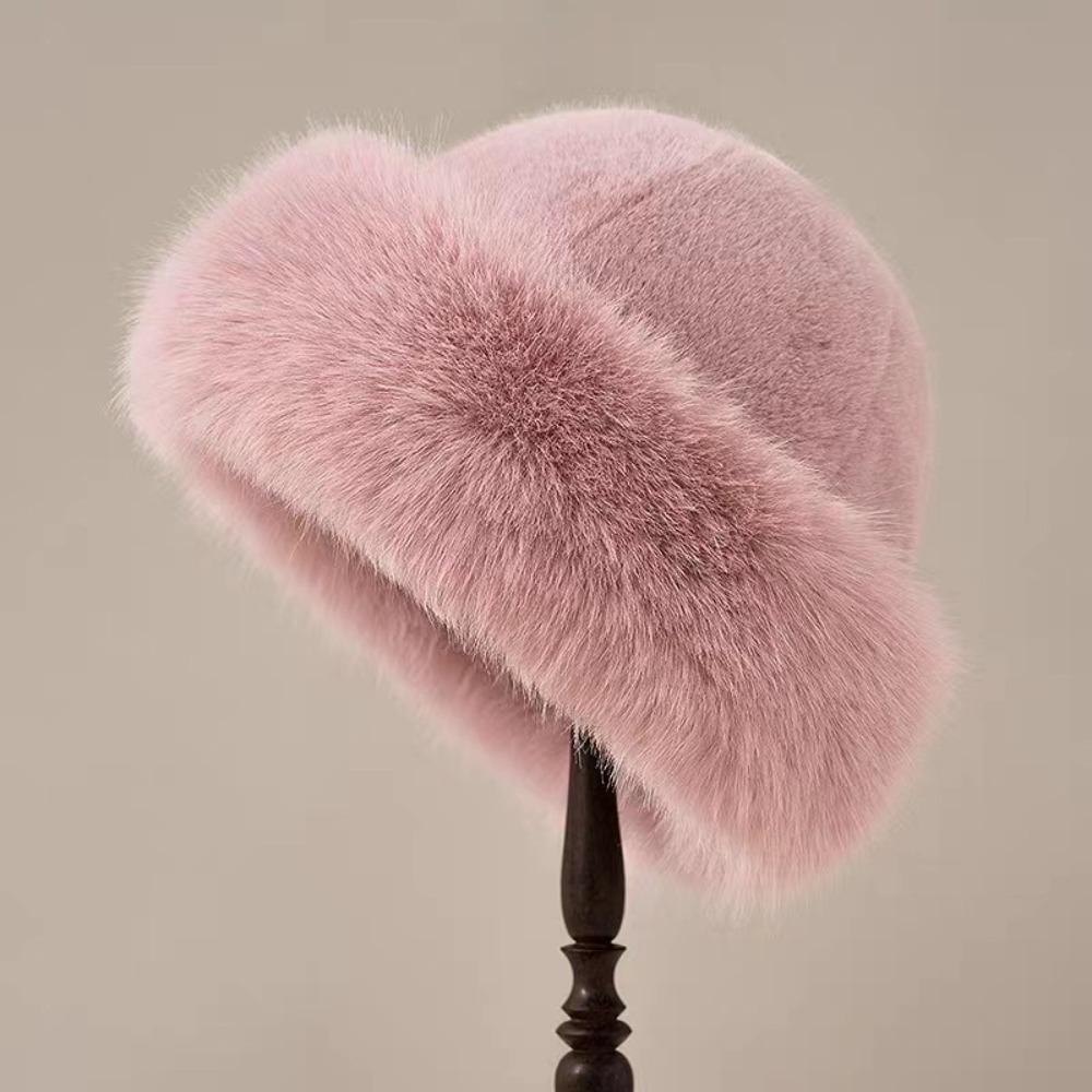 Windproof Winter Hat Imitation Mink Hair Bucket Hat New Ear Protection Cap