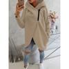 Women's Long Sleeved Casual Black Hooded Jacket Sweatshirt with Front Pocket Zipper Hoodie