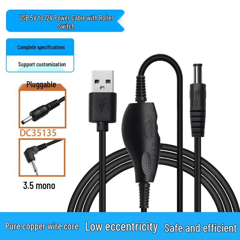 

Кабель питания USB на DC 5V-12V для фрезера/вентилятора для ногтей с регулировкой скорости и переключателем реверса DC35135-5V Has Forward and Reverse