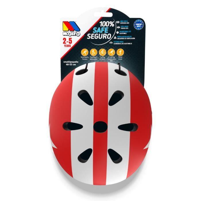 Casque Pour Enfants - MOLTO - Rouge - Pour Vélo, Rollers, Ski, Trottinette, Skateboard, BMX